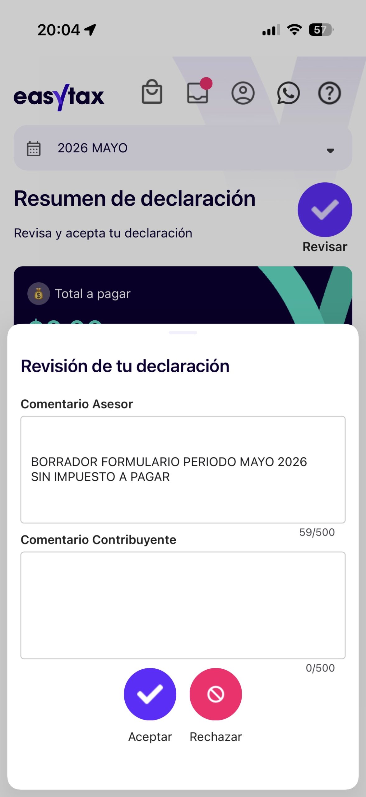 App de contabilidad para SAS: aprobar declaración en EasyTax